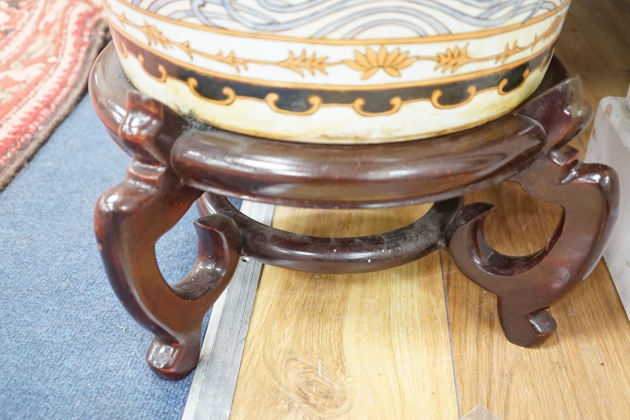 A large Chinese enamelled porcelain vase and cover on stand 100cm